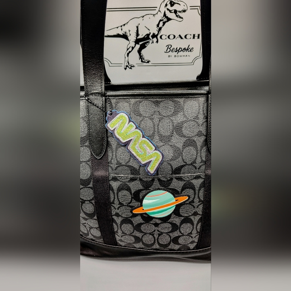 RARE! Coach X NASA City Tote -Upcycled- One-of-a-Kind Black/Grey - Picture 7 of 16